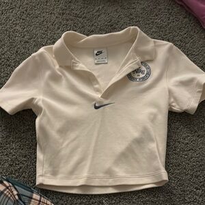 nike cream and lavender polo